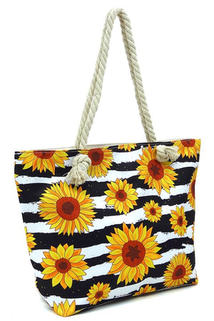 Sunflowers Canvas Beach Tote-Teresa's Fashionista LLC