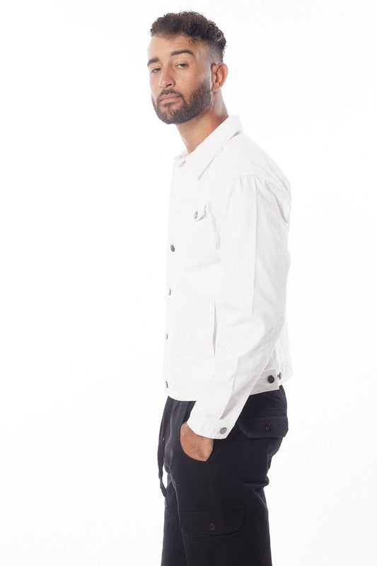Men's White Denim Jacket-Teresa&#39;s Fashionista LLC