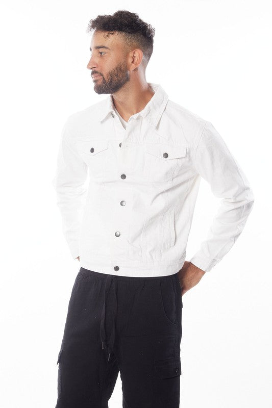Men's White Denim Jacket-Teresa&#39;s Fashionista LLC