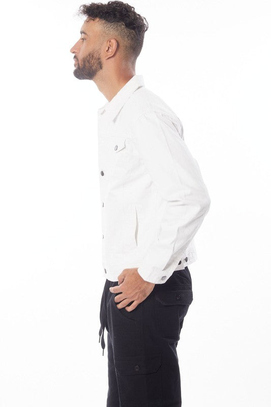 Men's White Denim Jacket-Teresa&#39;s Fashionista LLC
