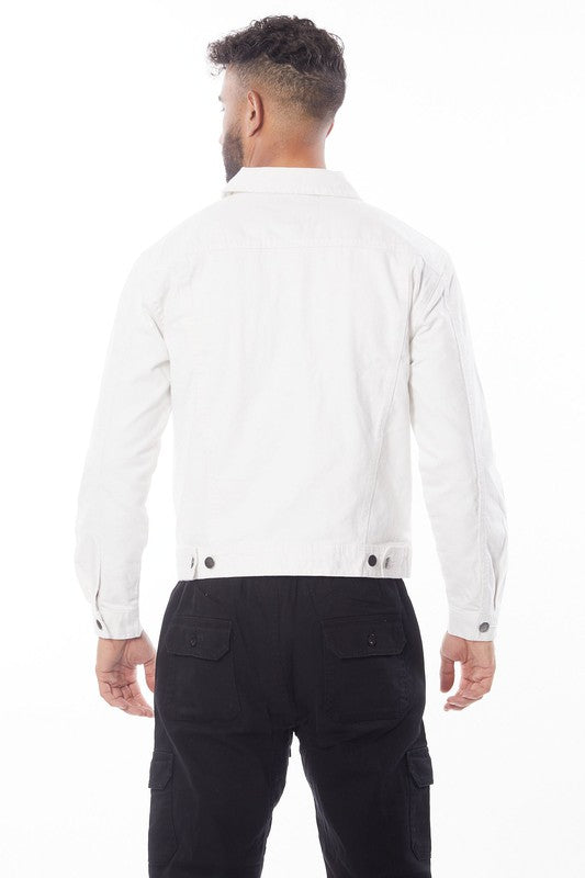 Men's White Denim Jacket-Teresa&#39;s Fashionista LLC