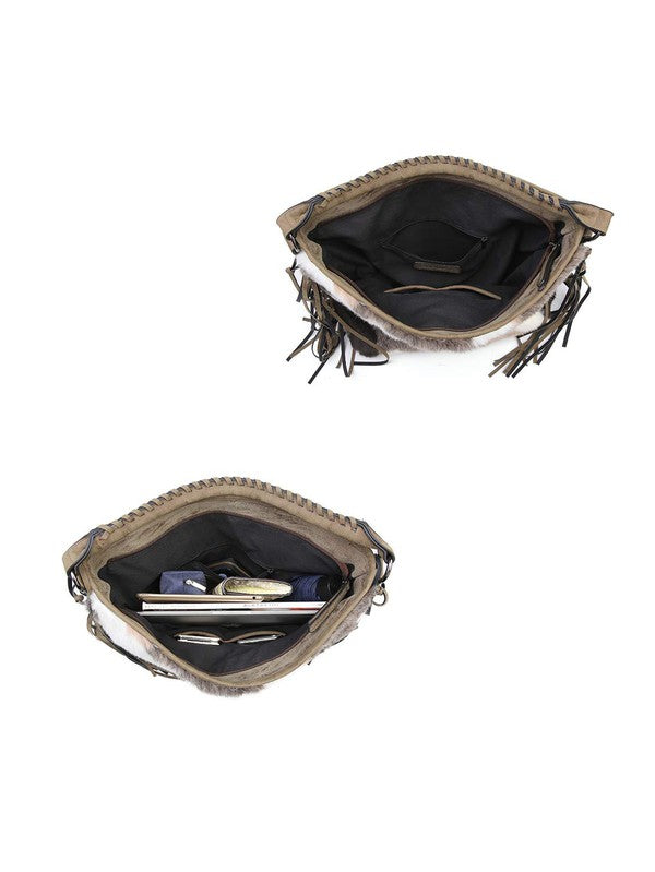 Oversize Hobo Bag for Women Fringe Fur purse-Teresa&#39;s Fashionista LLC