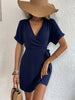 Tied Cuffed Sleeve Surplice Dress-Teresa's Fashionista LLC