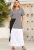 Plus Size Striped Color Block Round Neck Dress-Teresa's Fashionista LLC
