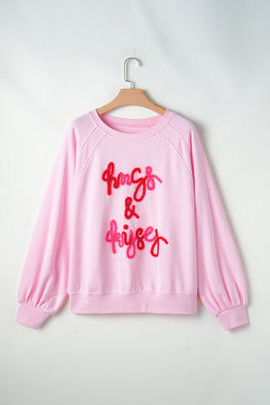 Valentine’s Day HUG AND KISSES Round Neck Sweatshirt - Teresa's Fashionista LLC