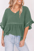 V-Neck Flounce Sleeve Babydoll Blouse-Teresa's Fashionista LLC