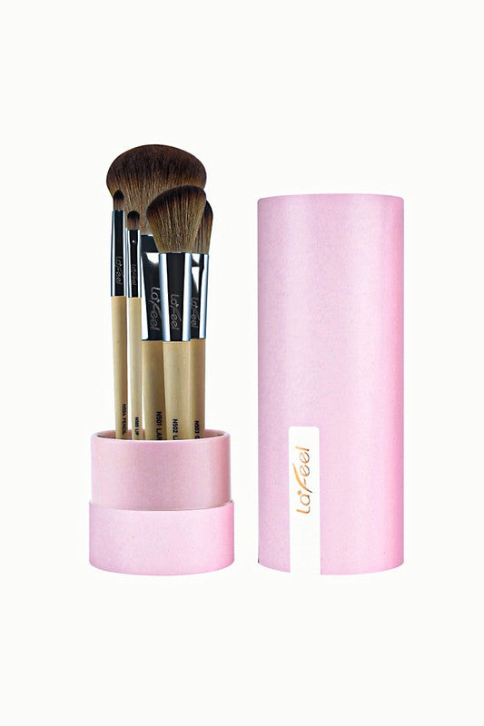 Lafeel Face and Eye Brush Set in Taupe-Teresa's Fashionista LLC