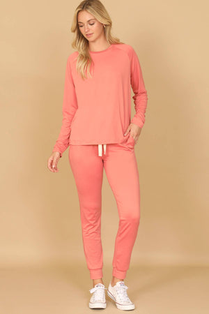 YMP40001V-SOLID LONG SLEEVE TOP AND JOGGERS SET