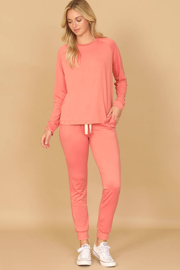 YMP40001V-SOLID LONG SLEEVE TOP AND JOGGERS SET