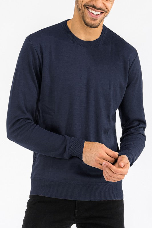 SOLID COLOR ROUND NECK SWEATER-Teresa's Fashionista LLC