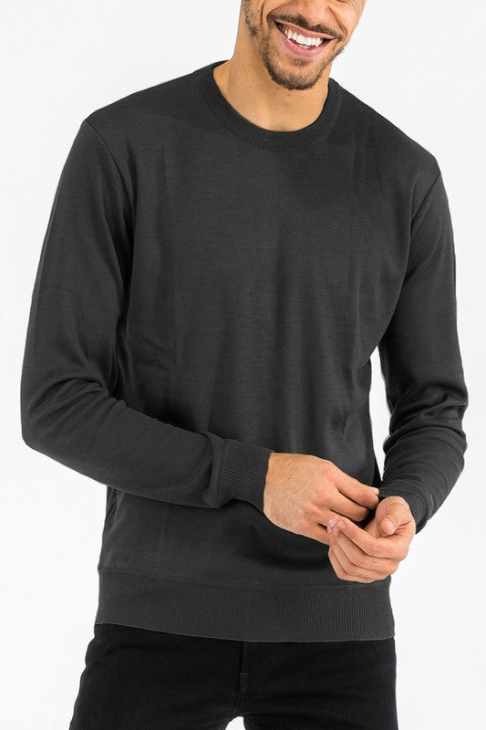 SOLID COLOR ROUND NECK SWEATER-Teresa's Fashionista LLC