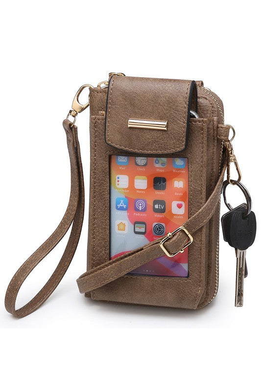 See Thru Window Cell Phone Crossbody Wallet-Teresa's Fashionista LLC