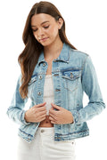 Spandex Ladies Casual Denim Jacket-Teresa's Fashionista LLC