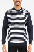 KNITTED ROUND NECK STRIPED SWEATER-Teresa's Fashionista LLC