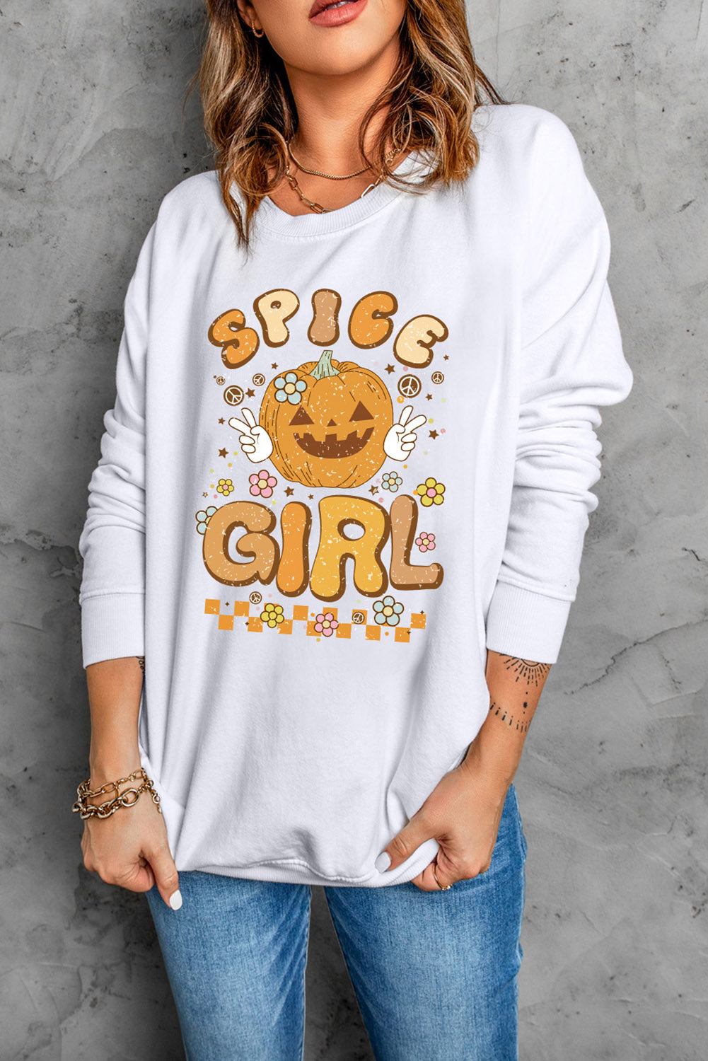 Round Neck Long Sleeve SPICE GIRL Graphic Sweatshirt - Teresa's Fashionista LLC