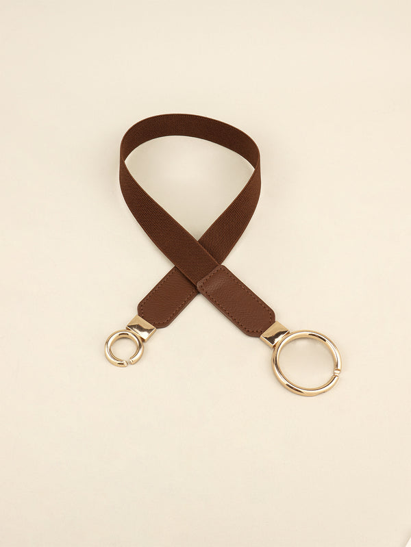 Double Ring Buckle Elastic PU Belt-Teresa's Fashionista LLC