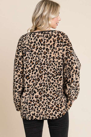 Culture Code Leopard Faux Fur Round Neck Top - Teresa's Fashionista LLC