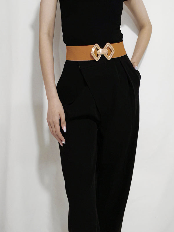 Geometric Buckle Elastic Wide Belt-Teresa's Fashionista LLC