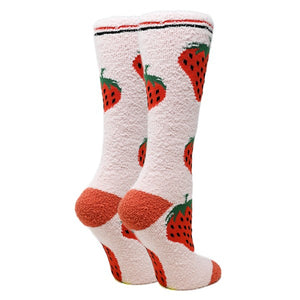 Berry - Women's fuzzy crew socks-Teresa's Fashionista LLC