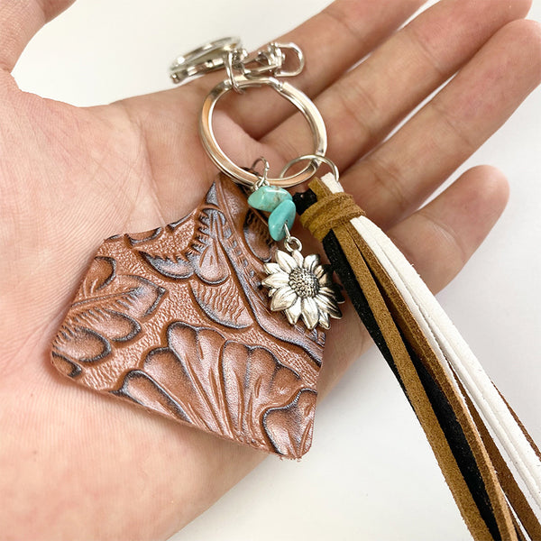 Turquoise Fringe Detail Key Chain-Teresa's Fashionista LLC