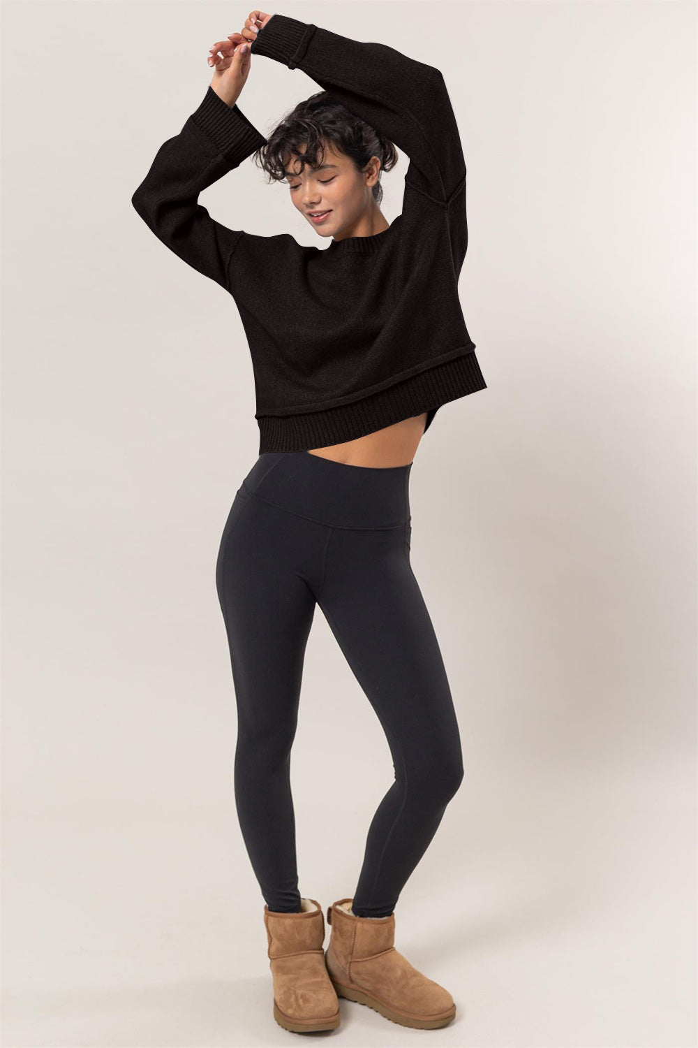 HYFVE Round Neck Dropped Shoulder Ribbed Sweater - Teresa's Fashionista LLC
