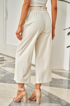 Drawstring Paperbag Waist Wide Leg Pants-Teresa's Fashionista LLC