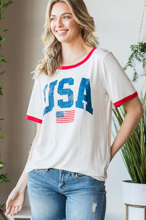 Heimish Full Size USA Contrast Trim Short Sleeve T-Shirt-Teresa's Fashionista LLC