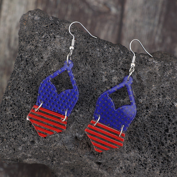 US Flag Pattern Acrylic Earrings-Teresa's Fashionista LLC