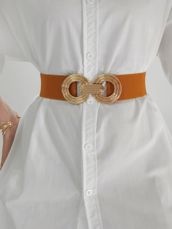 Geometric Buckle Elastic Wide Belt-Teresa's Fashionista LLC
