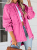 Button Down Raw Hem Denim Jacket-Teresa's Fashionista LLC