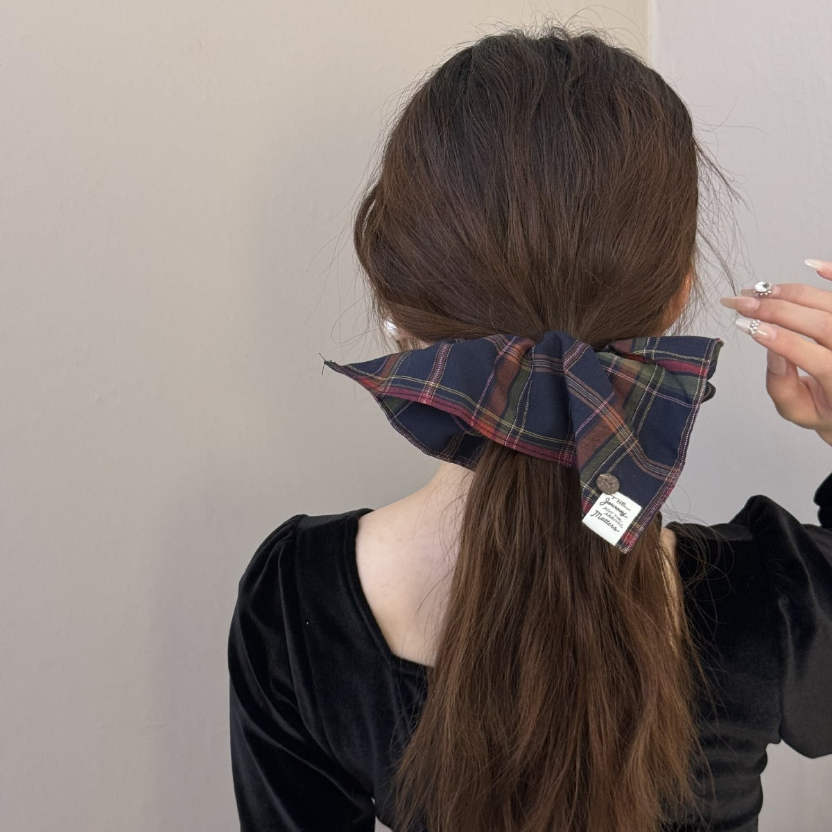 Contrast Plaid Elastic Hair Scrunchy - Teresa's Fashionista LLC