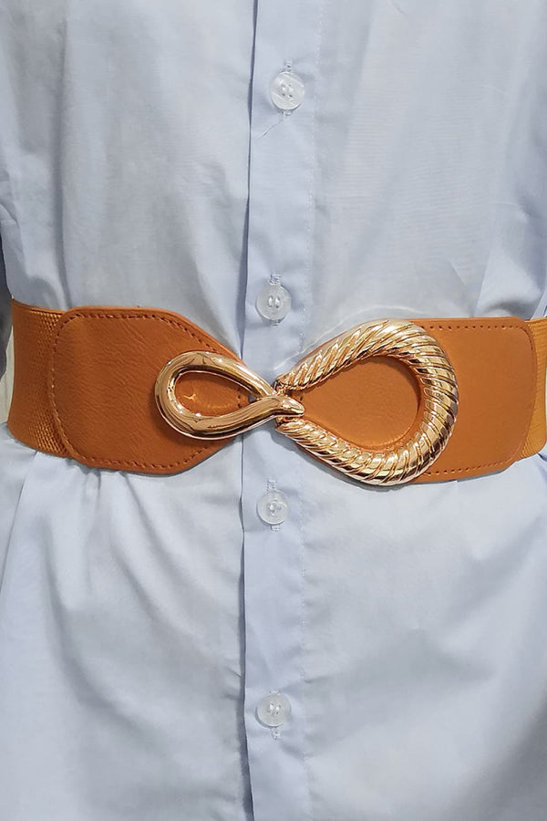 Ribbed Alloy Buckle Elastic Belt-Teresa's Fashionista LLC