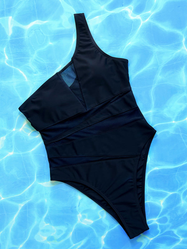One-Shoulder Sleeveless One-Piece Swimsuit-Teresa's Fashionista LLC
