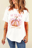 Pumpkin graphic round neck short sleeve T-shirt with autumn theme.