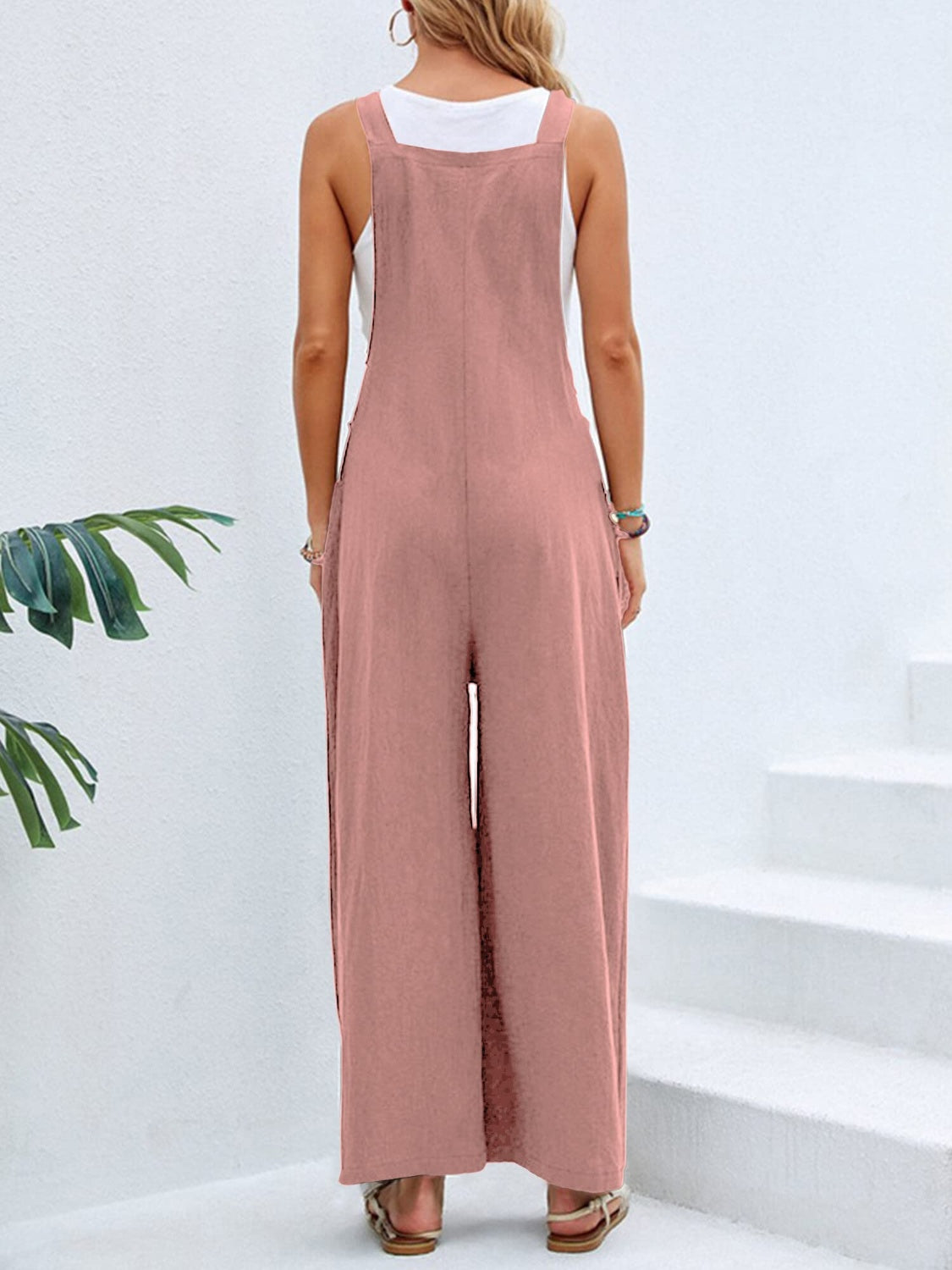 Full Size Square Neck Wide Strap Overalls - Teresa's Fashionista LLC