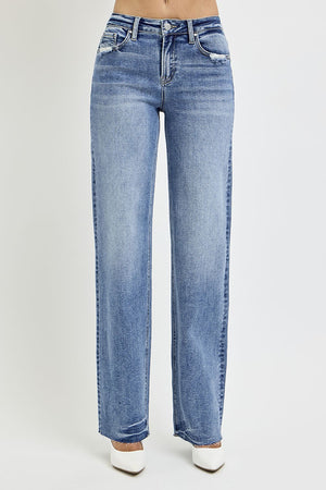 RISEN Full Size High Rise Straight Leg Jeans with Pockets - Teresa's Fashionista LLC