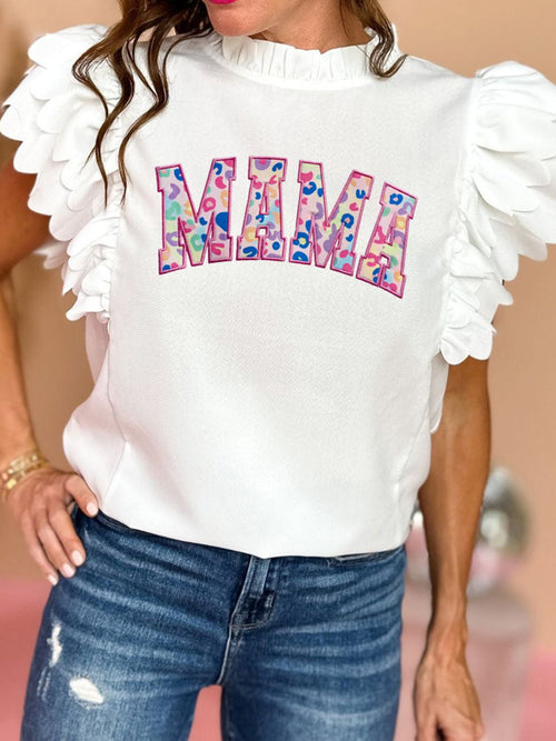 MAMA Mock Neck Cap Sleeve Blouse-Teresa's Fashionista LLC