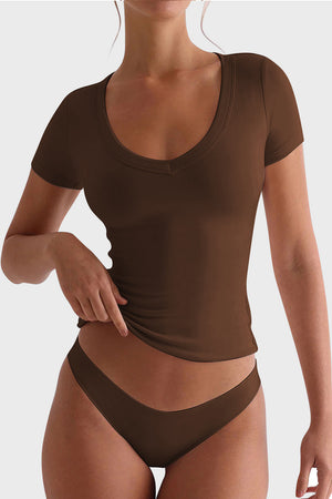 Lovelet Scoop Neck Short Sleeve T-Shirt - Teresa's Fashionista LLC