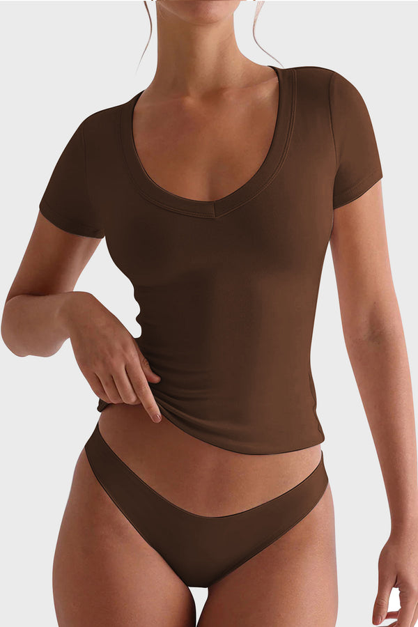Lovelet Scoop Neck Short Sleeve T-Shirt - Teresa's Fashionista LLC