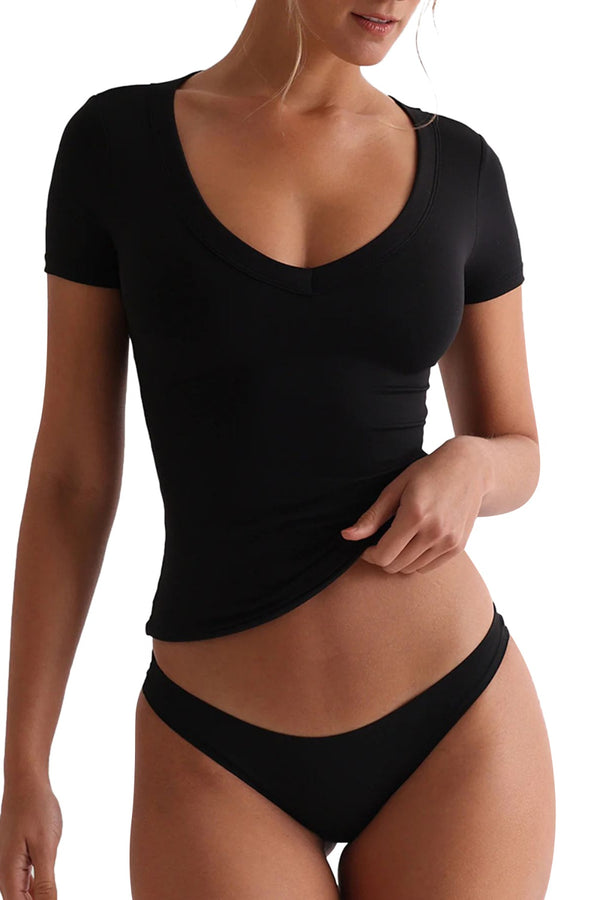 Lovelet Scoop Neck Short Sleeve T-Shirt - Teresa's Fashionista LLC