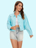 Distressed Distressed Button Up Denim Jacket-Teresa's Fashionista LLC