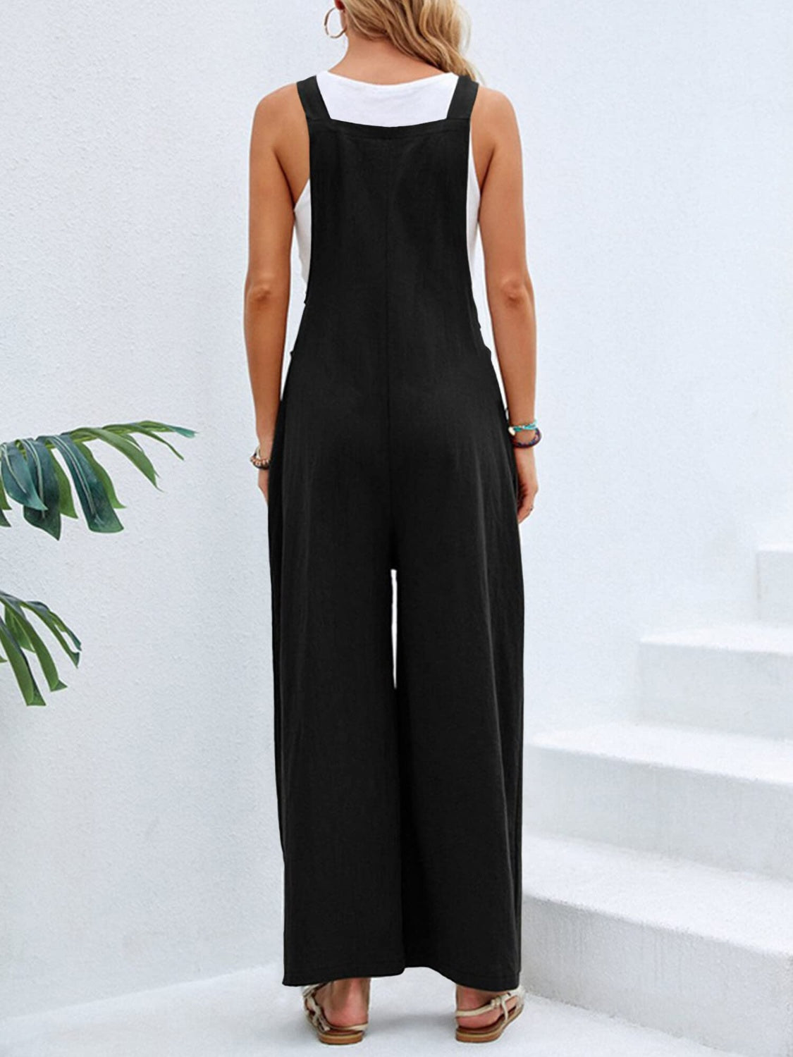 Full Size Square Neck Wide Strap Overalls - Teresa's Fashionista LLC