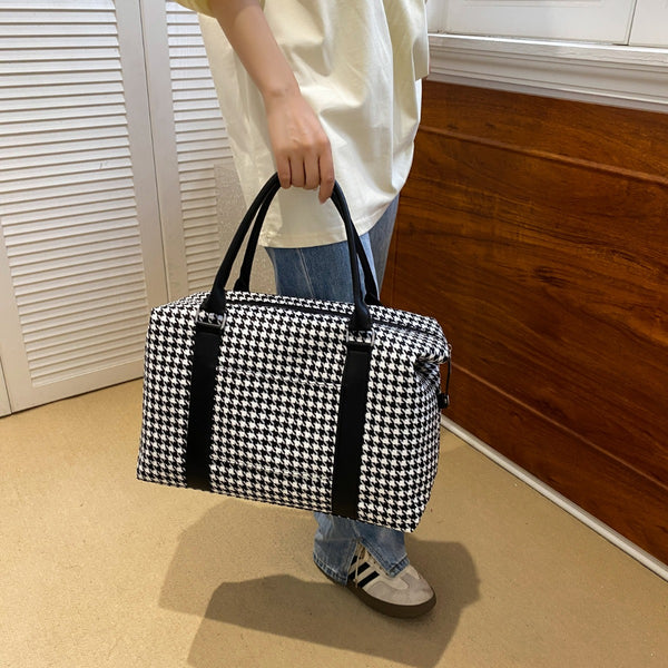 Houndstooth Canvas Travel Bag-Teresa's Fashionista LLC