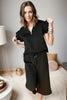Ruffled Quarter Zip Top and Drawstring Pants Set-Teresa's Fashionista LLC