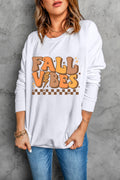Letter Graphic Round Neck Long Sleeve Sweatshirt - Teresa's Fashionista LLC