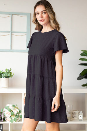 Heimish Swiss Dot Short Sleeve Tiered Dress-Teresa's Fashionista LLC