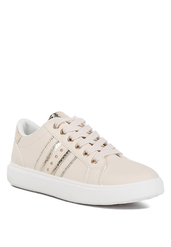 Claude Faux Leather Back Panel Detail Sneakers-Teresa&#39;s Fashionista LLC