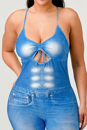 Faded Abs Jumpsuit-Teresa's Fashionista LLC