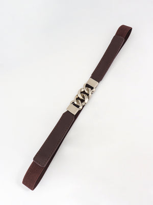 Zinc Alloy Buckle Elastic PU Belt-Teresa's Fashionista LLC