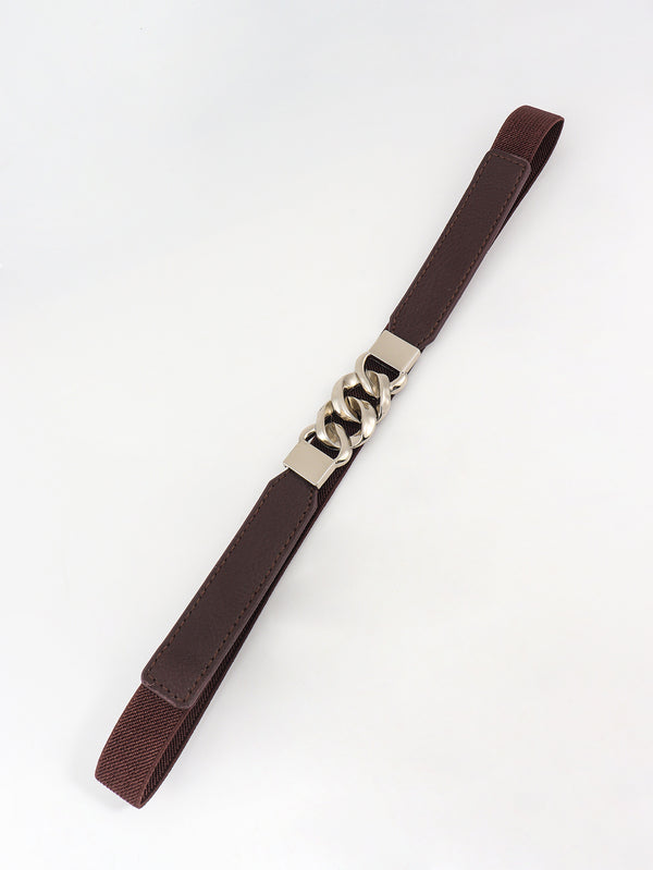 Zinc Alloy Buckle Elastic PU Belt-Teresa's Fashionista LLC